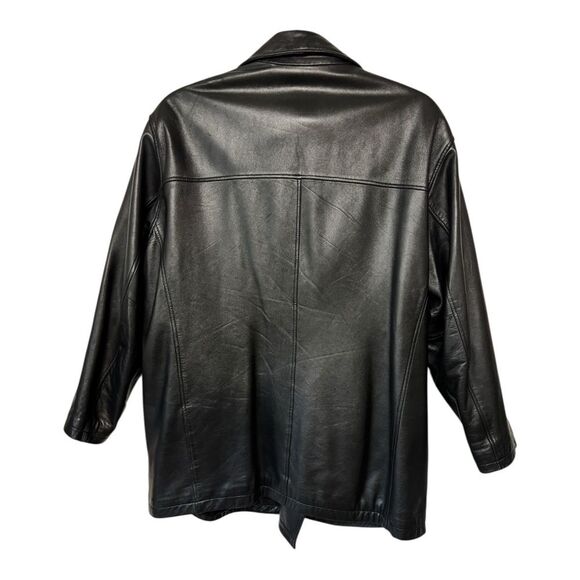 Andrew Marc Men's Double Breasted Black Leather Jacket Size G/L - Picture 3 of 8